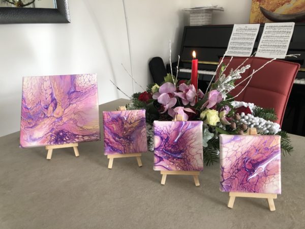 Tableaux Acryliques Purple Series 1-2-3-4 Décoration Mise En Scène Bouquet