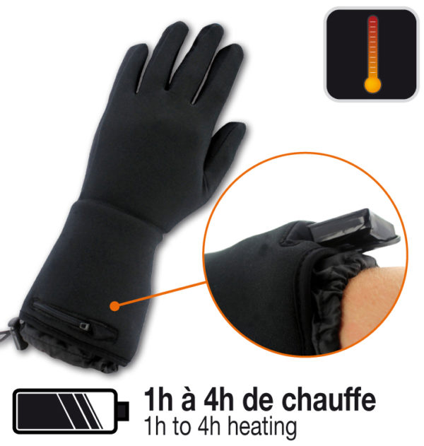 WANTALIS Sous-gants chauffants - L - Tactiles - Noir