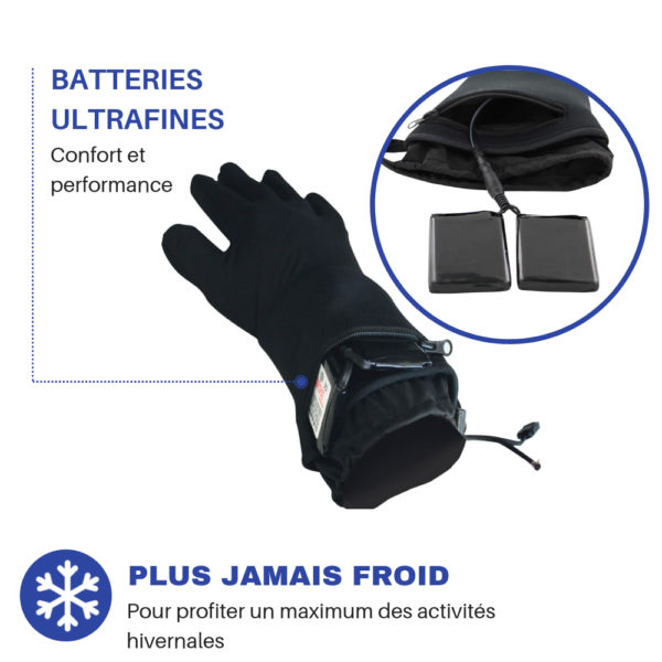Sous-Gants Chauffants, Respirants et Tactiles à Batteries